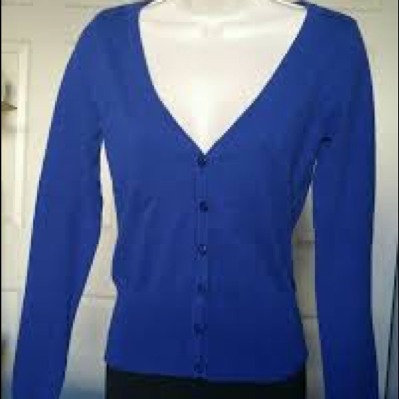 Royal Blue Button Front Cardigan - Picture 2 of 2